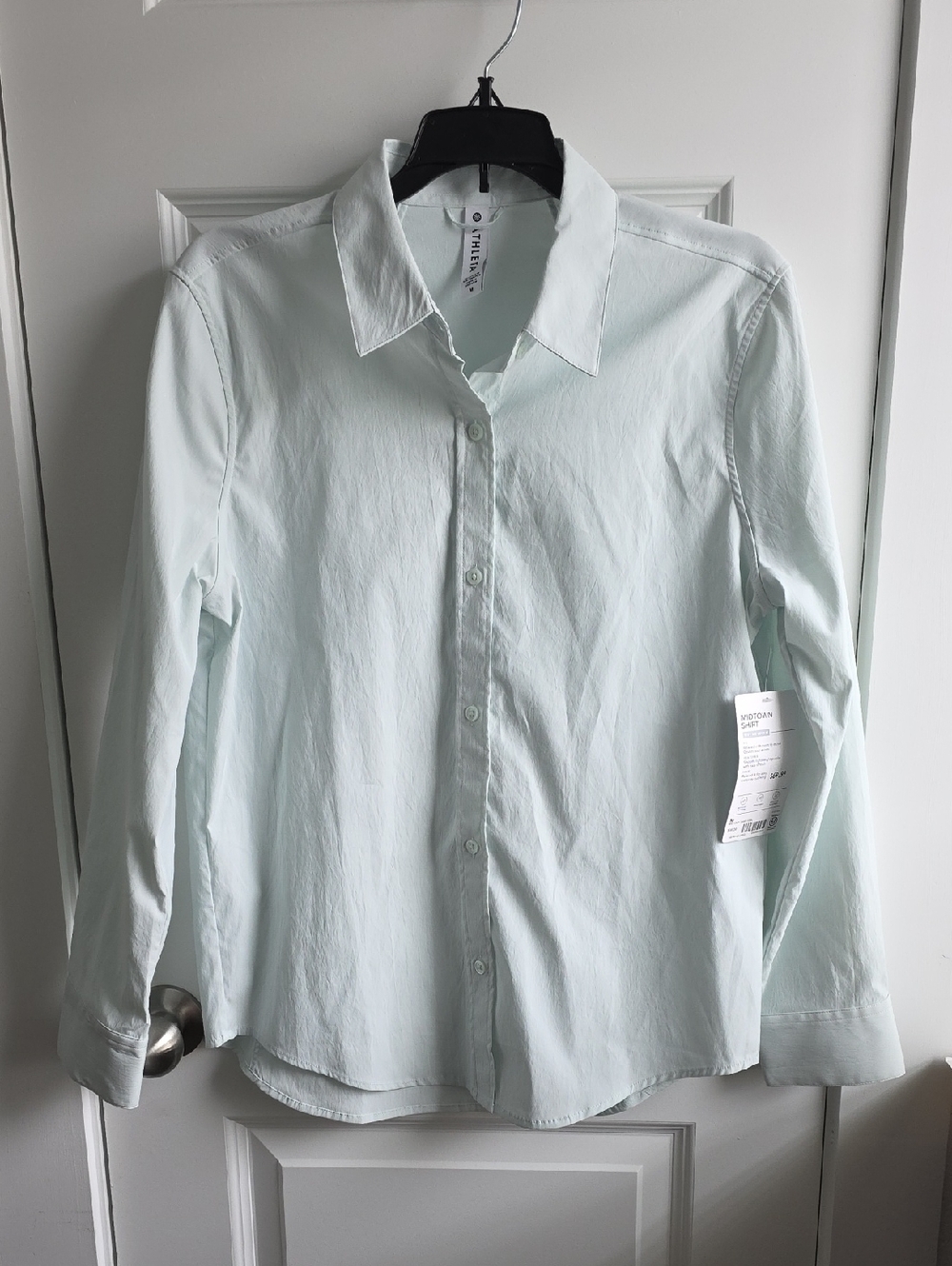 Athleta Midtown Shirt Mint Green Button-Up Medium G54 - Picture 2 of 8